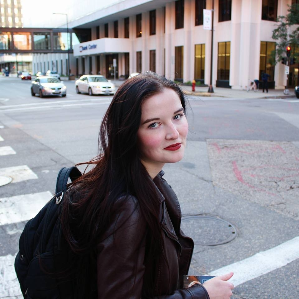 A picture of Grace Steward in a black leather jacket