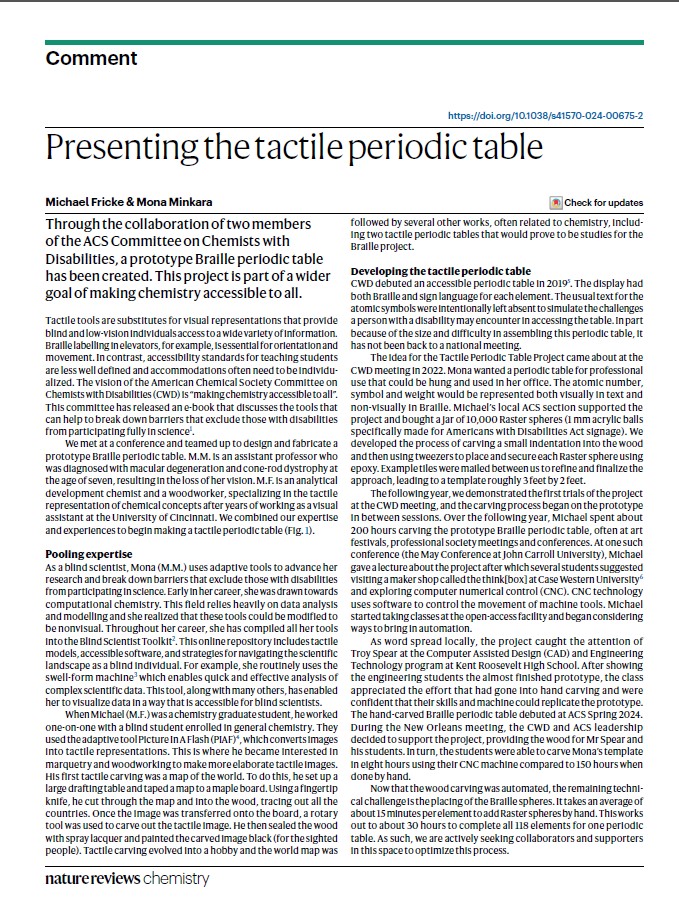 Presenting the tactile periodic table