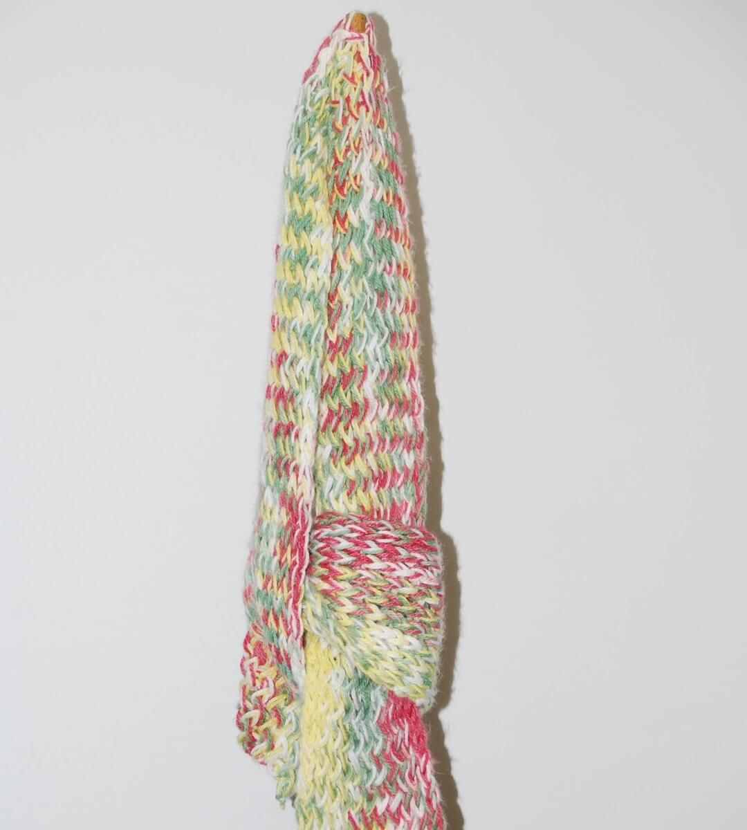 5 ft x 5 in, soft multicolored scarf.
