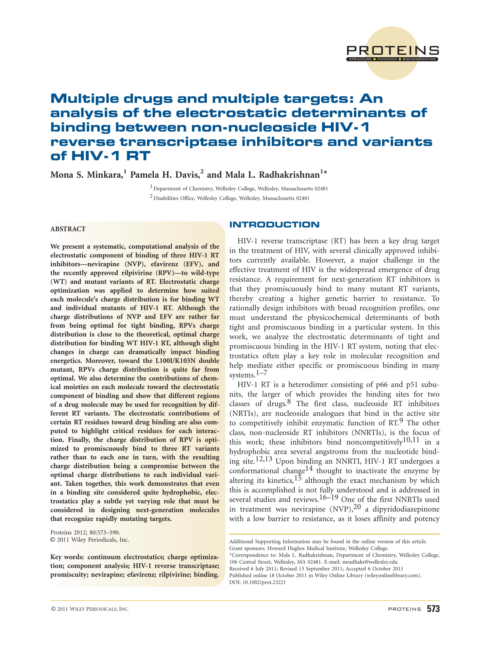 Multiple Drugs and Multiple Targets: An Analysis of the Electrostatic Determinants of Binding Between Non-nucleoside HIV-1 Reverse Transcriptase Inhibitors and Variants of HIV-1 RT
